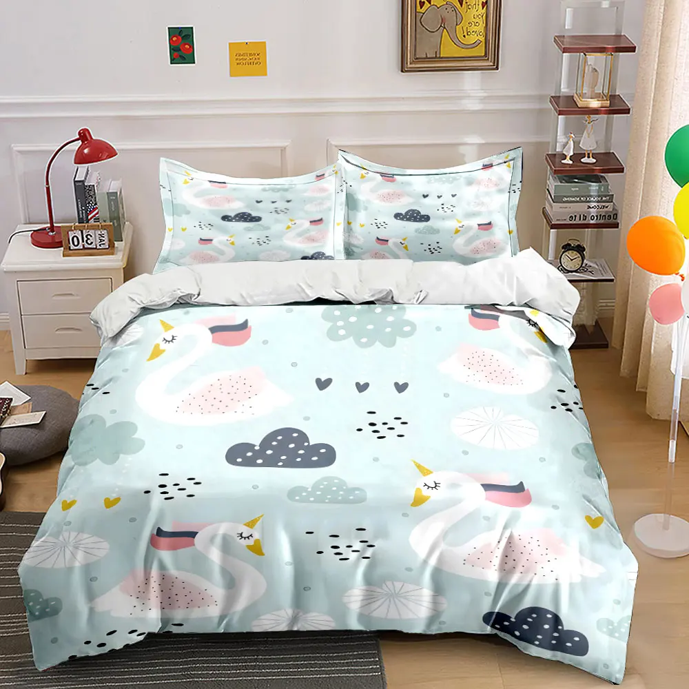 

Dreamy Swan and Cloud Pattern Print Soft Comfortable Duvet Cover Bedding Set Included 1*Duvet Cover 2*Pillowcases