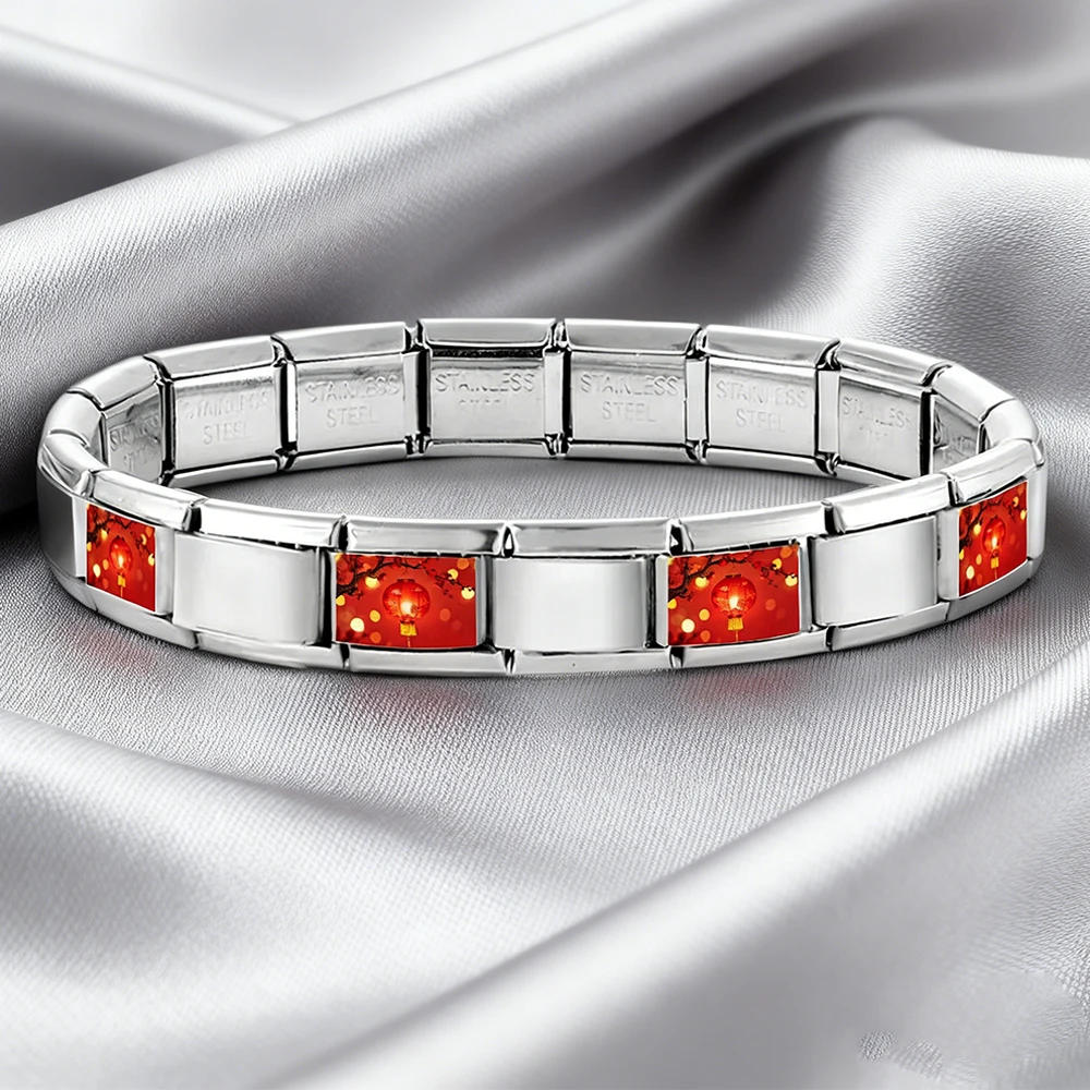 3 Colors Available Wholesale Fashion Personalized DIY Red Color Italian Charm Bracelet Bead 9mm Bracelet Stainless Steel Jewelry