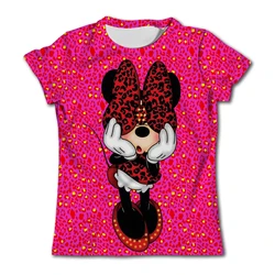 2024 Kids Short Sleeve T-shirt Disney Minnie Mouse Print Children Top Girls Birthday T Shirts Boys' Clothing Casual O-Neck Shirt