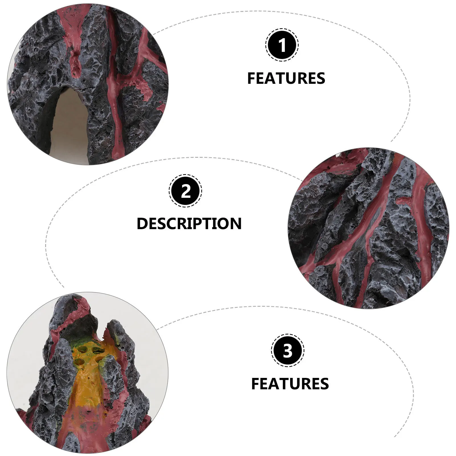 

2Pcs Imitation Volcano Fish Tank Supplies Realistic Fine Workmanship Home Office Miniature Gift Landscape Accessory