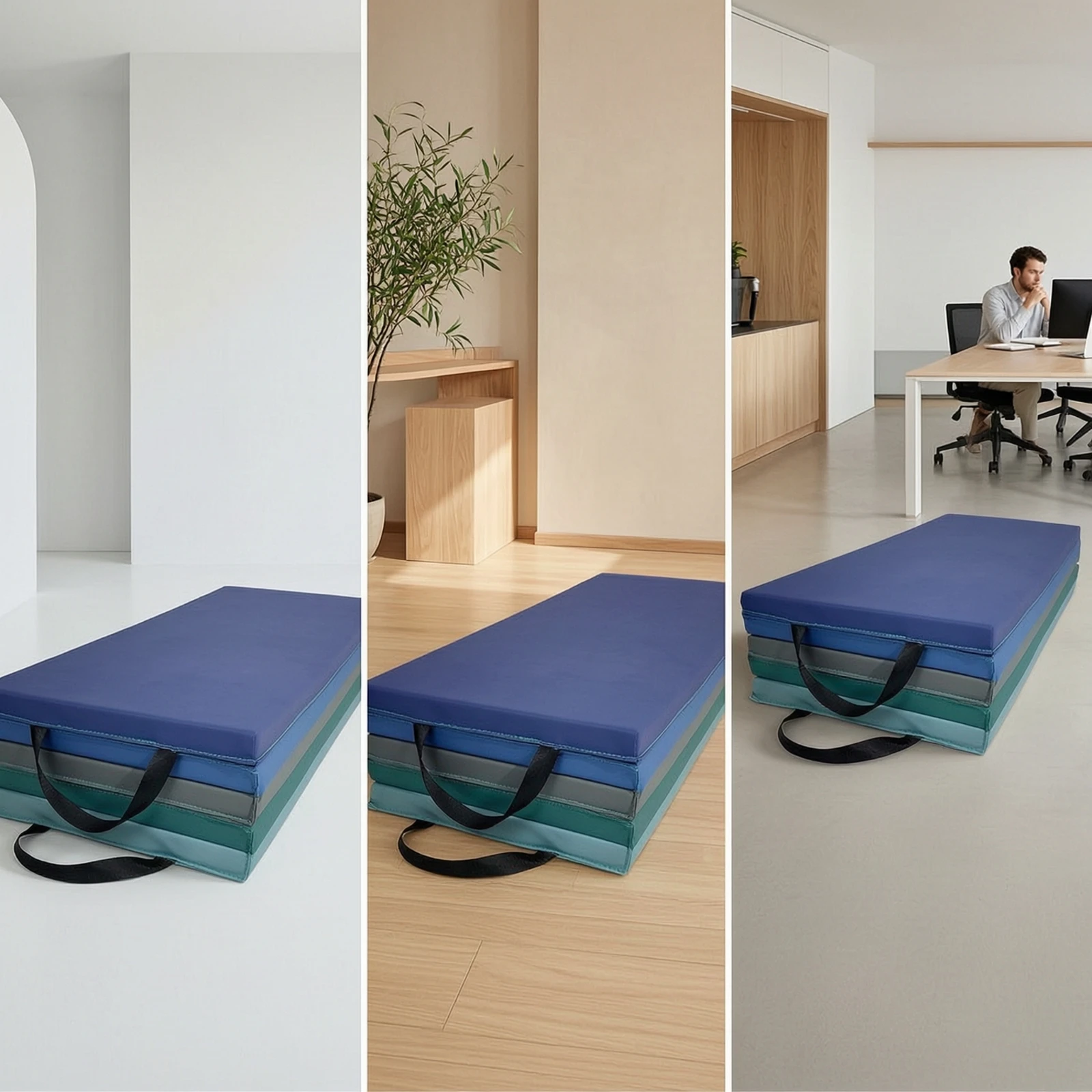 Folding Exercise Mat Cushioned Folding Gym Mat Compact Long-Lasting for Stretching, Dance Practice