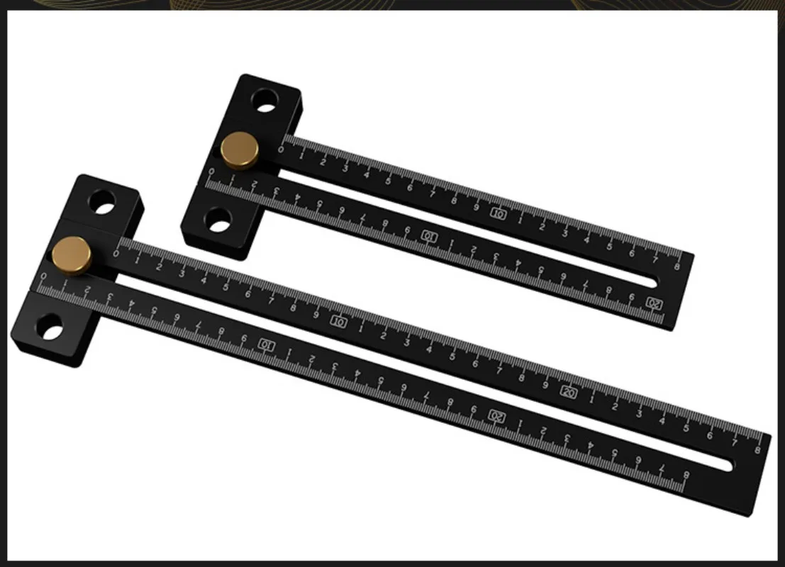 Woodworking Aluminum Alloy Limit Ruler Fine-tuning T-ruler Multi-function Scriber Hole Ruler Marking Ruler Scribing DIY