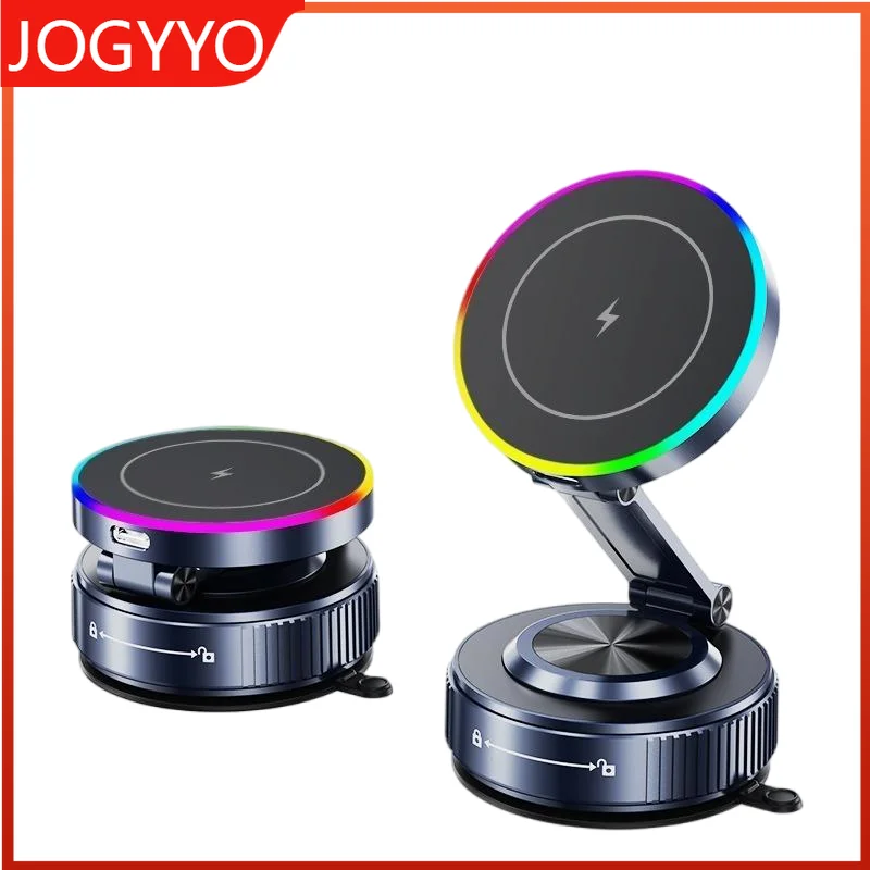 

Охлаждающее магнитное автомобильное беспроводное зарядное устройство, автомобильный держатель для телефона, быстрая зарядка для iPhone 15, 14 13 Pro, присоска, вакуумная складная
