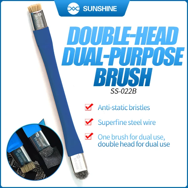 SUNSHINE Double Head Anti-Static ESD Safe Hard Brush For Phone Motherboard Circuit Board Cleaner for Computer Keyboard Cleaning