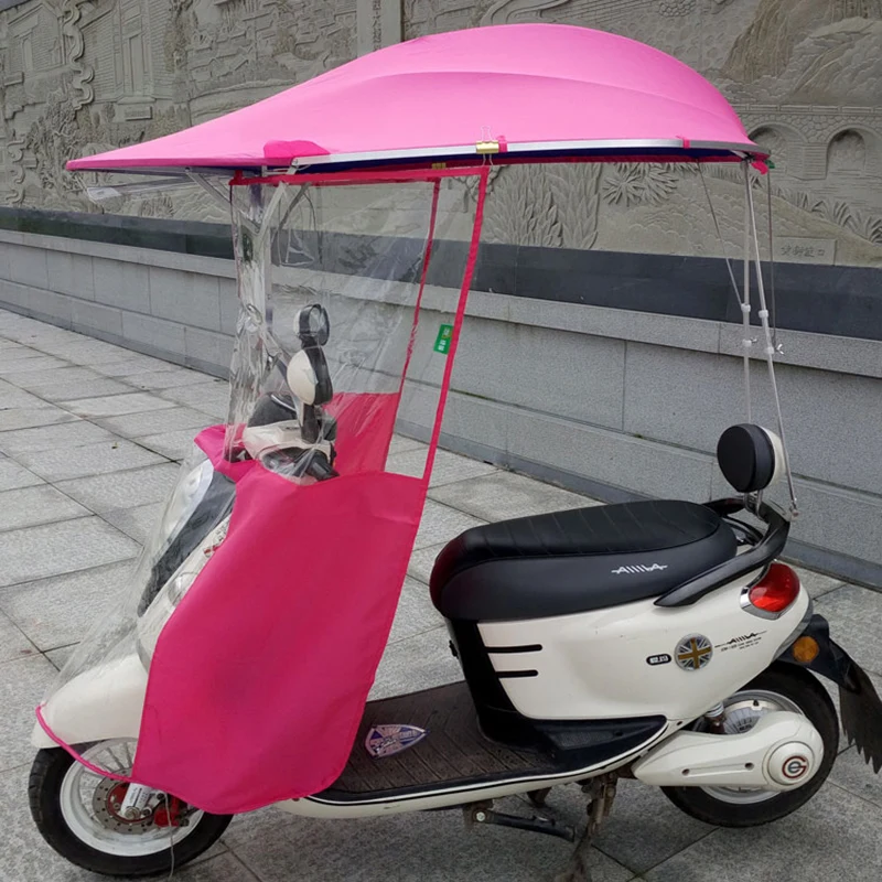 

Motorcycle Scooter Electric Bike Enlarge Canopy Retractable Sunshade Umbrella with Rearview Mirror Wind Rain Protection