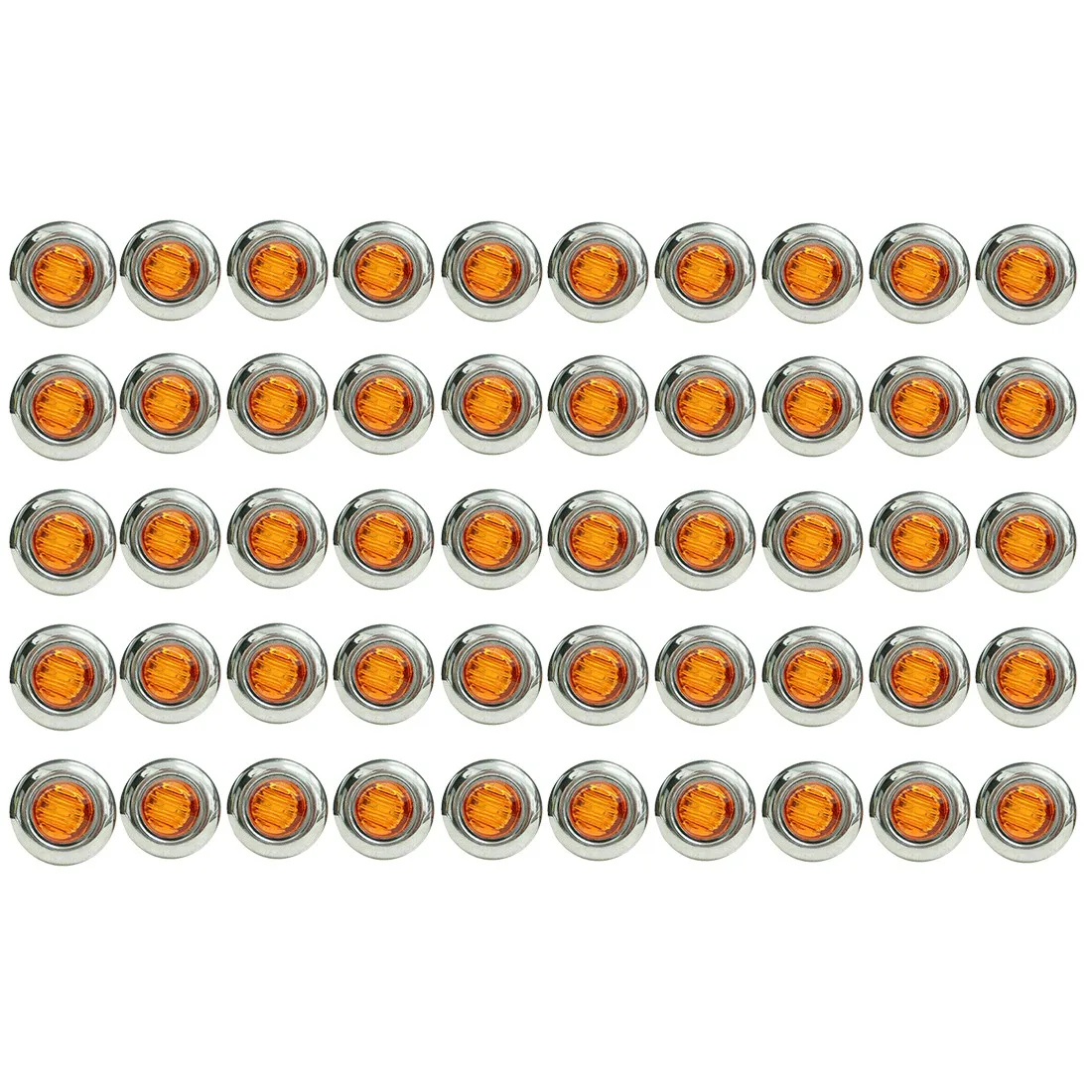 50PCS 3/4 Inch 3 LED Mini Round Trailer Side Marker Indicator Lights Universal for Trucks Boat Pickup Caravan RV Yellow