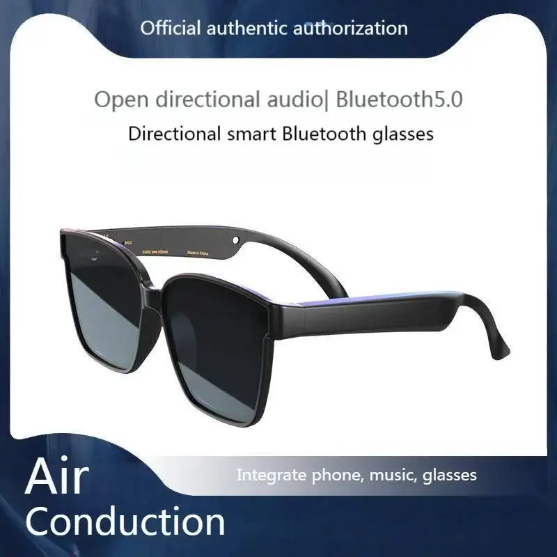 بلوتوث 5.0 نظارات توصيل الهواء سماعات لاسلكية غير داخل الأذن سماعات الأذن المستقطبة واقية من الشمس النظارات الشمسية في الهواء الطلق