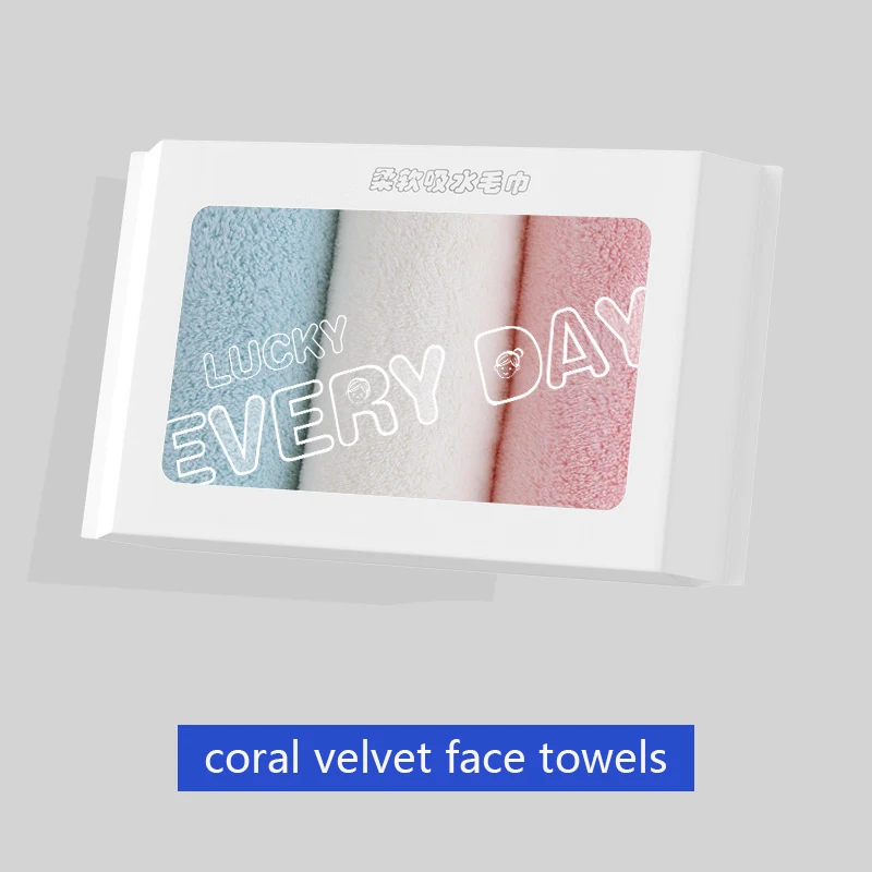 CALIYI 3PCS 60cm*30cm Coral Velvet Face Towels for Bathing Makeup Removal And Facial Care Soft Highly Absorbent Facial Tools