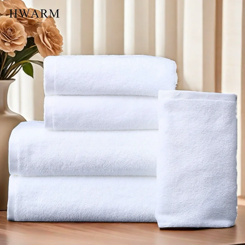 Customized LOGO White Cotton Towel Bath Kerchief Comrade Beauty Parlor Hotel Extra Thick Spiral Gift Party Favors Decoration