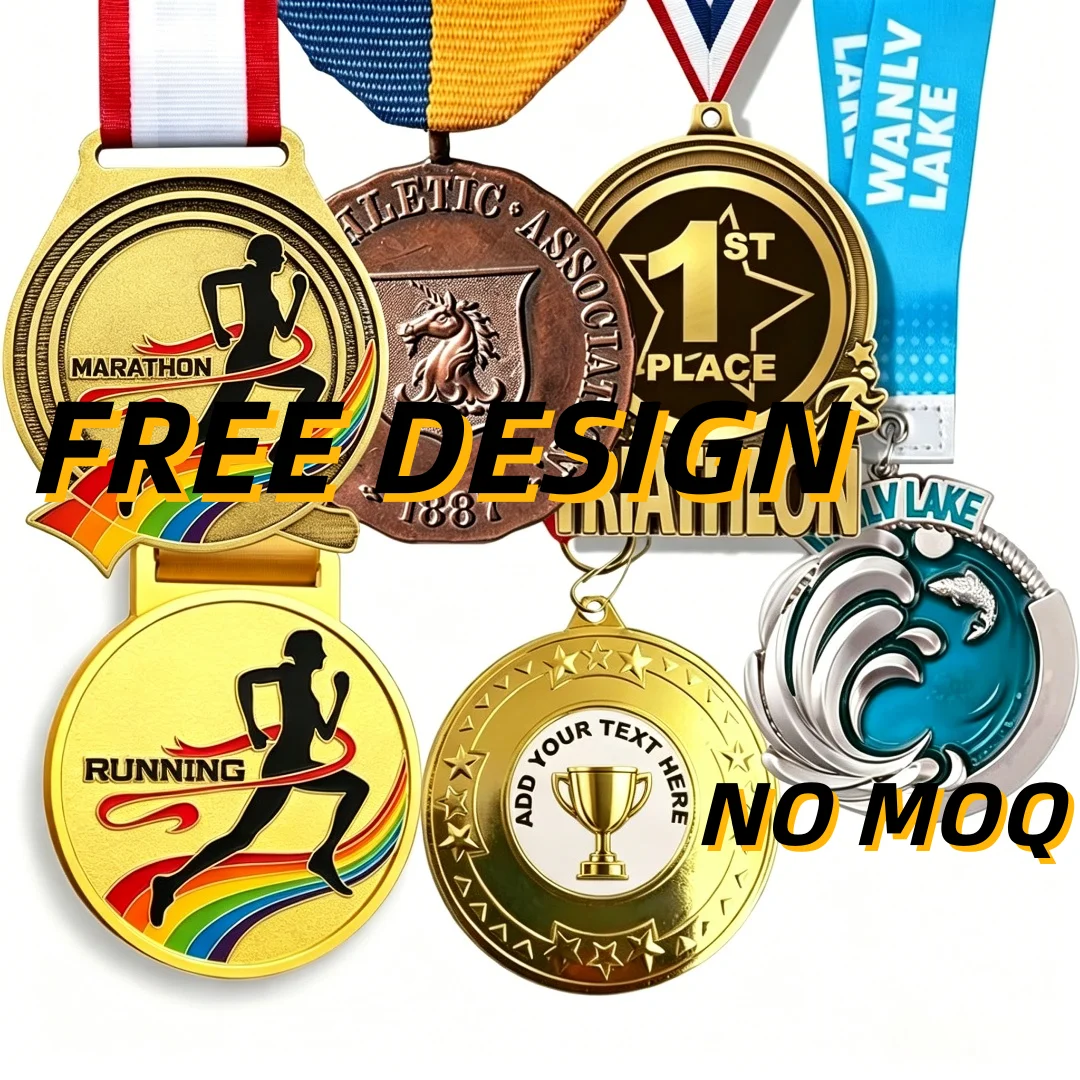 Design Your Own Custom Metal Medal Zinc Alloy 3D 5K Marathon Football Swimming Race Finisher Award Sports Medals