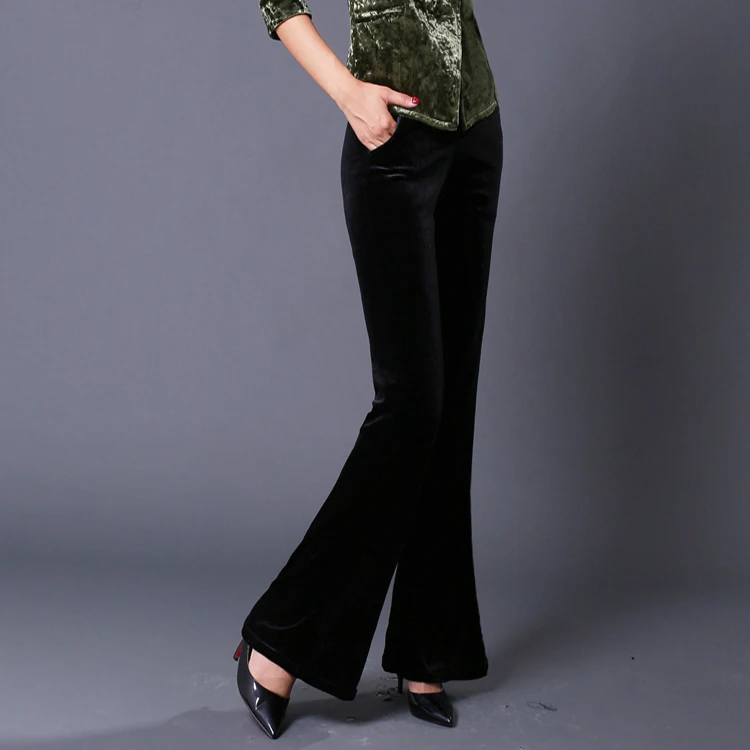 

Длинные золотистые бархатные брюки-клеш для йоги и танцев, женские повседневные брюки больших размеров с завышенной талией, оригинальный дизайн