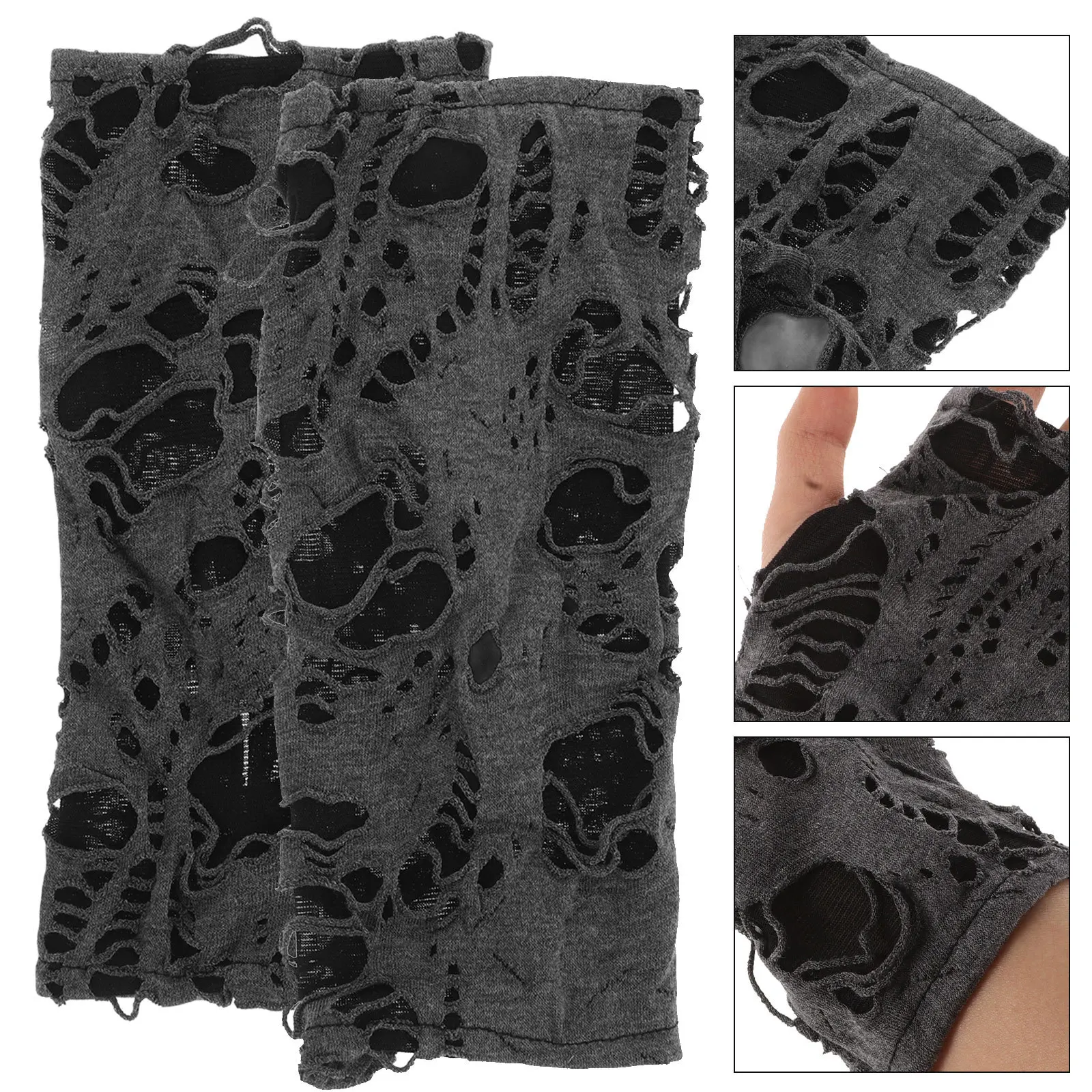 

Black Fingerless Gloves Half-finger Punk Style Wrist Cuffs Arm Warmers Gothic Accessories Spider Web Glove Halloween Gloves