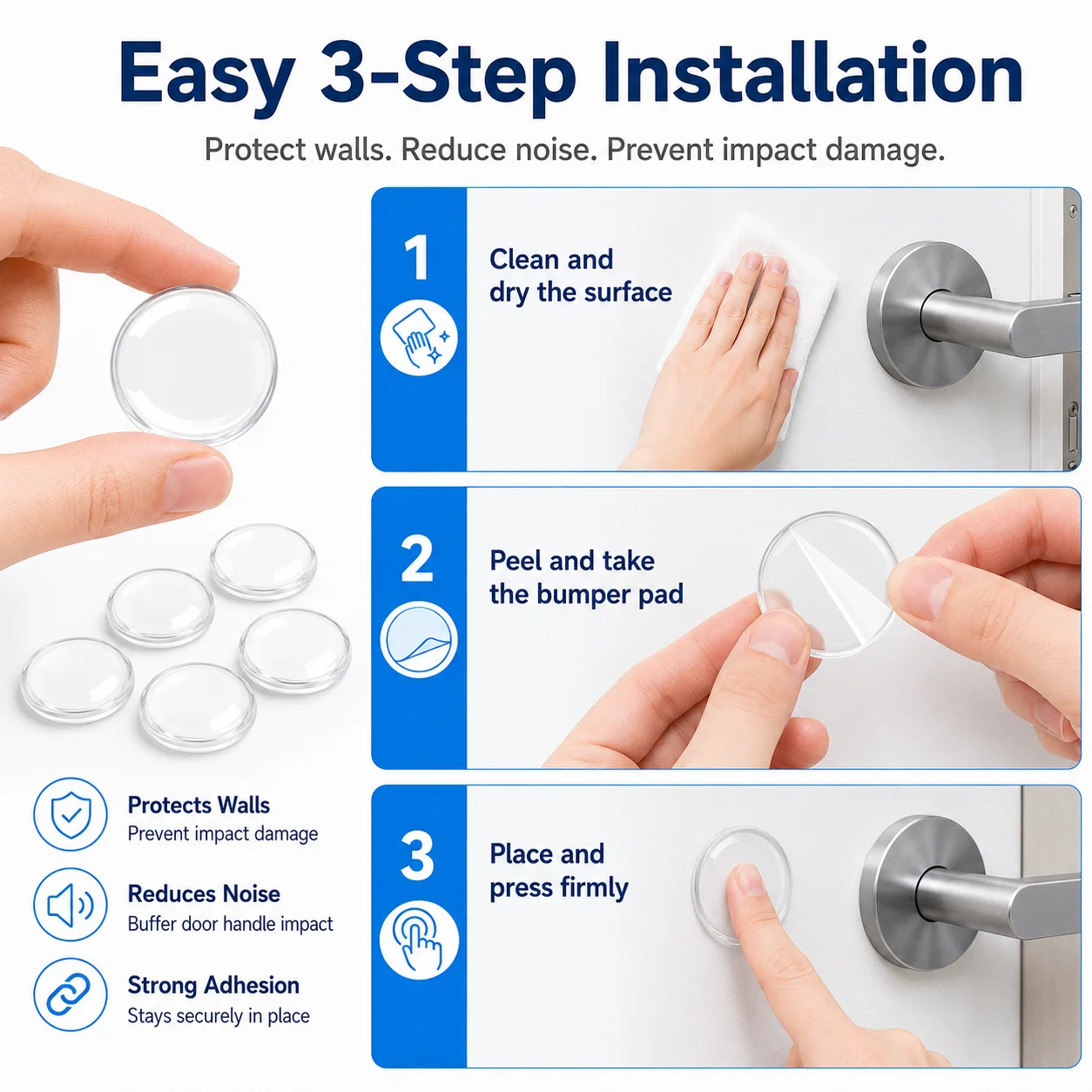 6/12PCS Home Anti Collision Pads Self Adhesive Furniture Bumpers Soft Shock Absorbing Cushion Fit Door Wall Cabinet Protection image 6