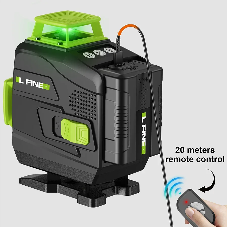 LFINE Professional Laser Level: 360 Cross, Green Laser, Self-Leveling Horizontal Vertical Precision,Construction Tools