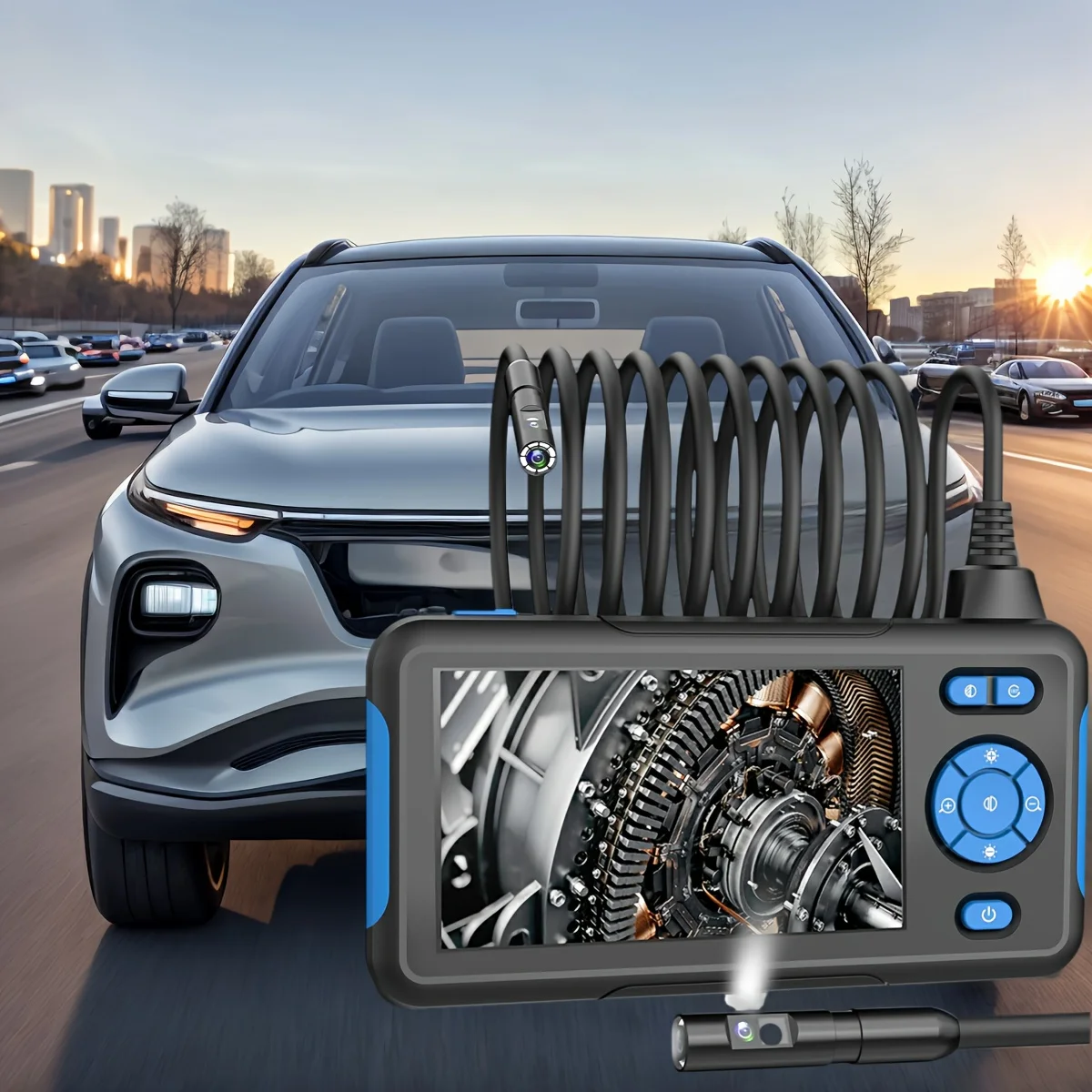 

Dual Lens High-definition Industrial Automotive Endoscope, 1080P Digital Endoscope Camera, Probe Diameter Equipped With 4.3-inch LCD Display Screen, 8 LED Lights, 8mm, 16.5ft Semi Hard Cable, Perfect Father'S Day Gift, Men'S Small Tool