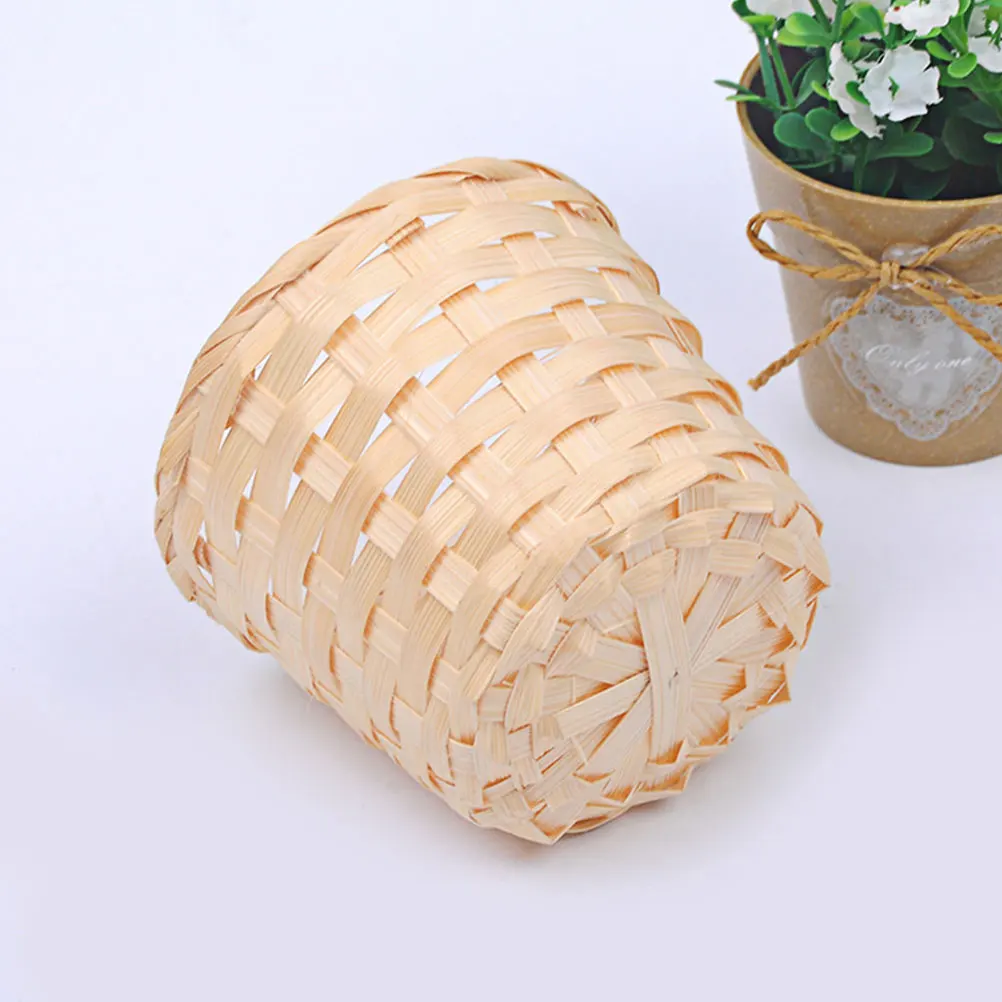 

3pcs Bamboo Woven Baskets for Storage Set Strong Load Capacity Rattan Organizer Multi Purpose Household Stationery