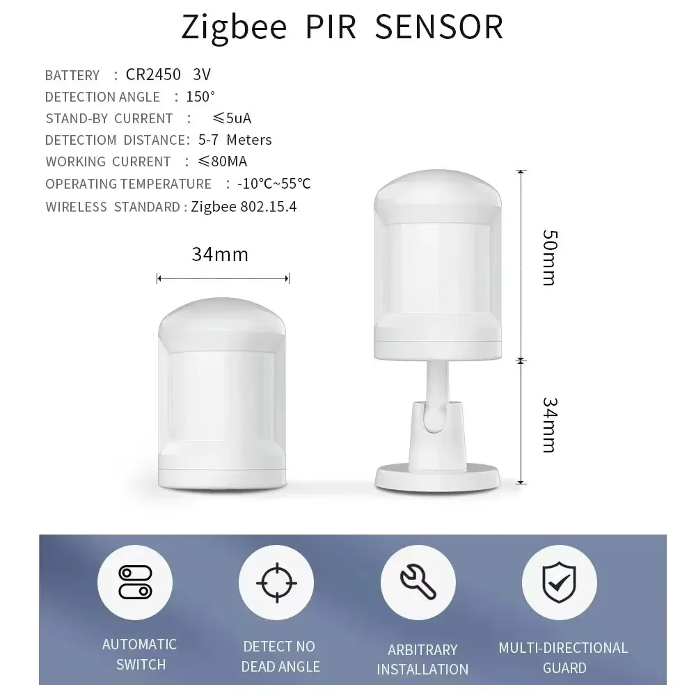 Tuya ZigBee 3.0 Sensor Gerak Manusia Pintar Sensor PIR Sinar Inframerah Sakelar Lampu Penerangan Nirkabel Sensor Deteksi Tubuh Manusia