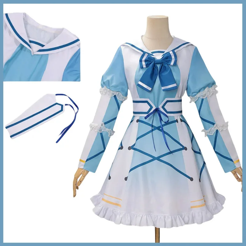 Anime Love Live Sunshine Takami Chika Cosplay Costume 100th Anniversary Blue Princess Dress Wig Girl Ball Anime Conference Set