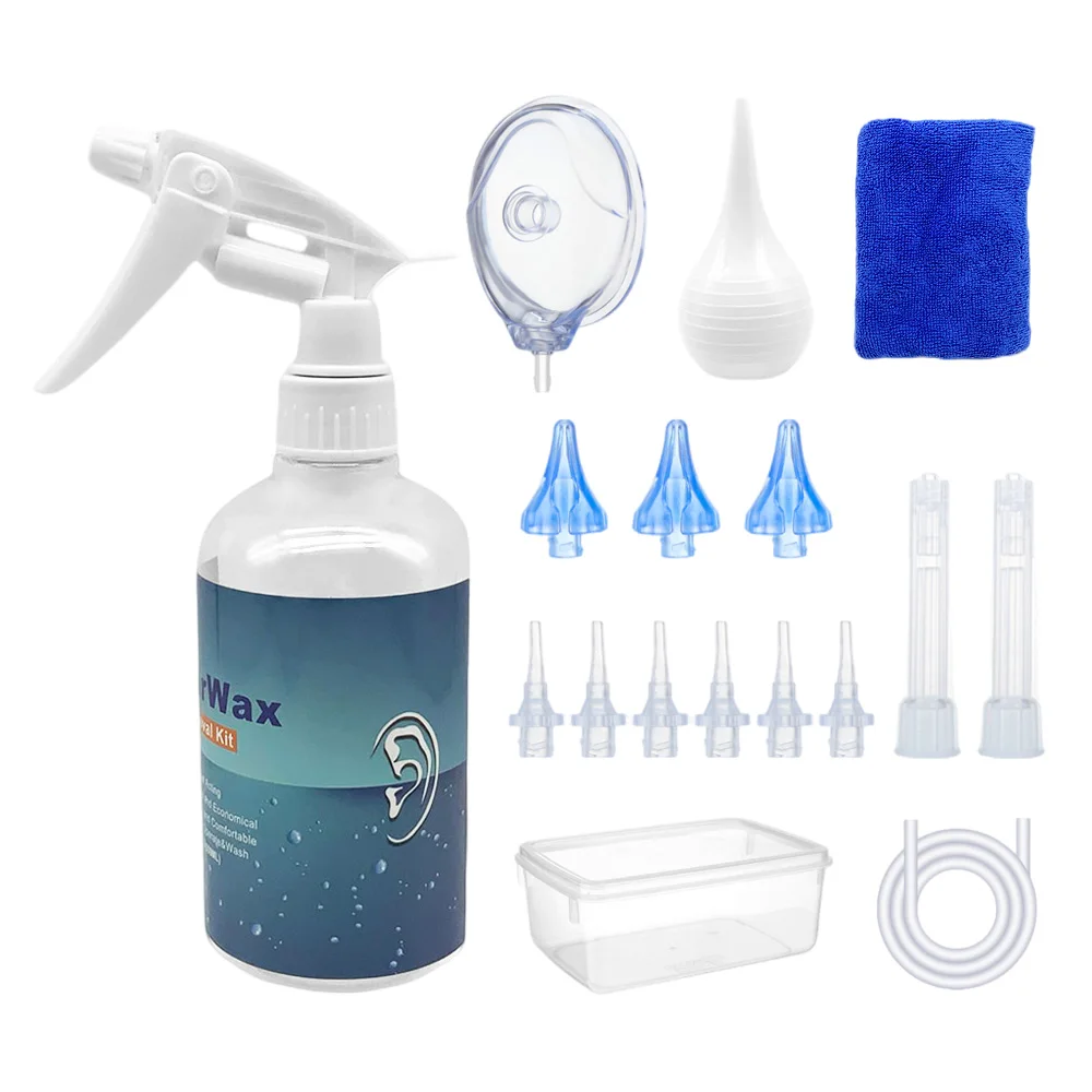 500ml Ear Cleaner Kit Ear Wax Remover Plastic Bottle Sprayer Ear Irrigation Washer Set for Adult Kid Health Care Safety Squeeze