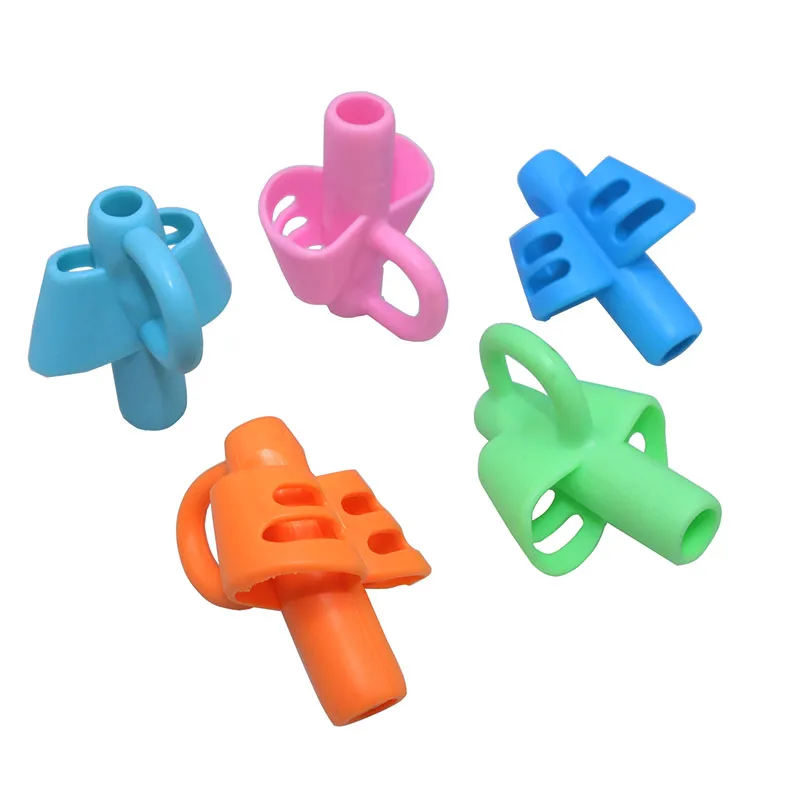 Caneta de dois dedos para crianças, escrita, prática de aprendizagem, assistida segurando, postura, silicone órtese, estudantes, 10pcs