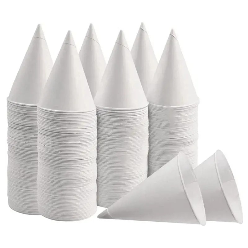 

White Paper Cone Cups, Snow Cone Cups,Coated Leakproof Cone Paper Cups For Slush, Shaved Ice, Water 800Pcs-ABQU