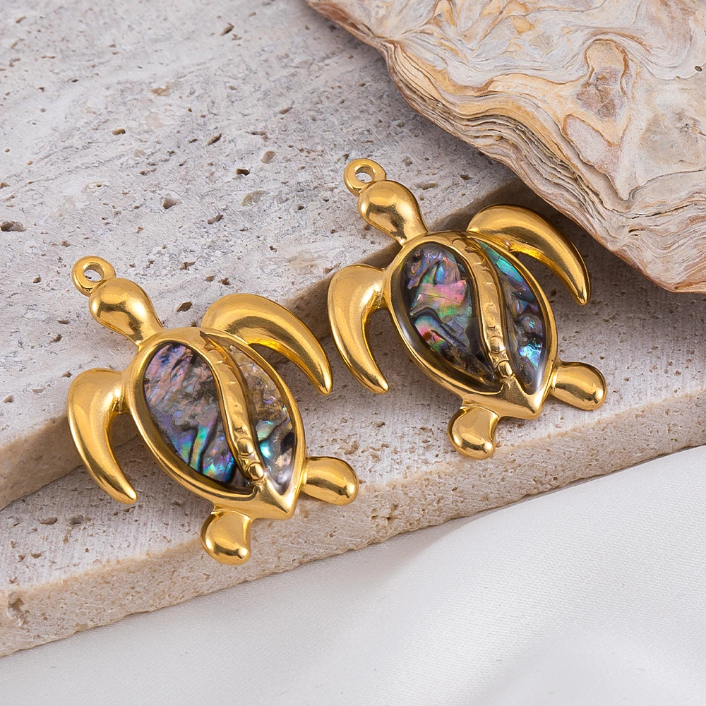 2pcs Stainless Steel Marine Animals Pendant Shell Turtle Starfish Demon Fish Necklace Earring Charm for Jewelry Making Supplies image 4