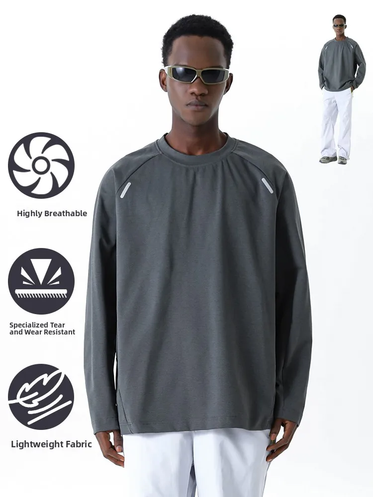 MMOPTOP Outdoor ex Long Sve T-irt Casual Sweatirt Spring Autumn New Sle Wear Resistant Polyester Fiber Zipper Cl...