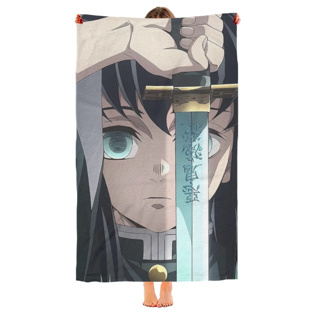 Demon Slayer Kimetsu No Yaiba Beach Towel  Poncho Bathing Towels Cover-ups Quick Dry Sand Free Yoga Spa Gym Pool