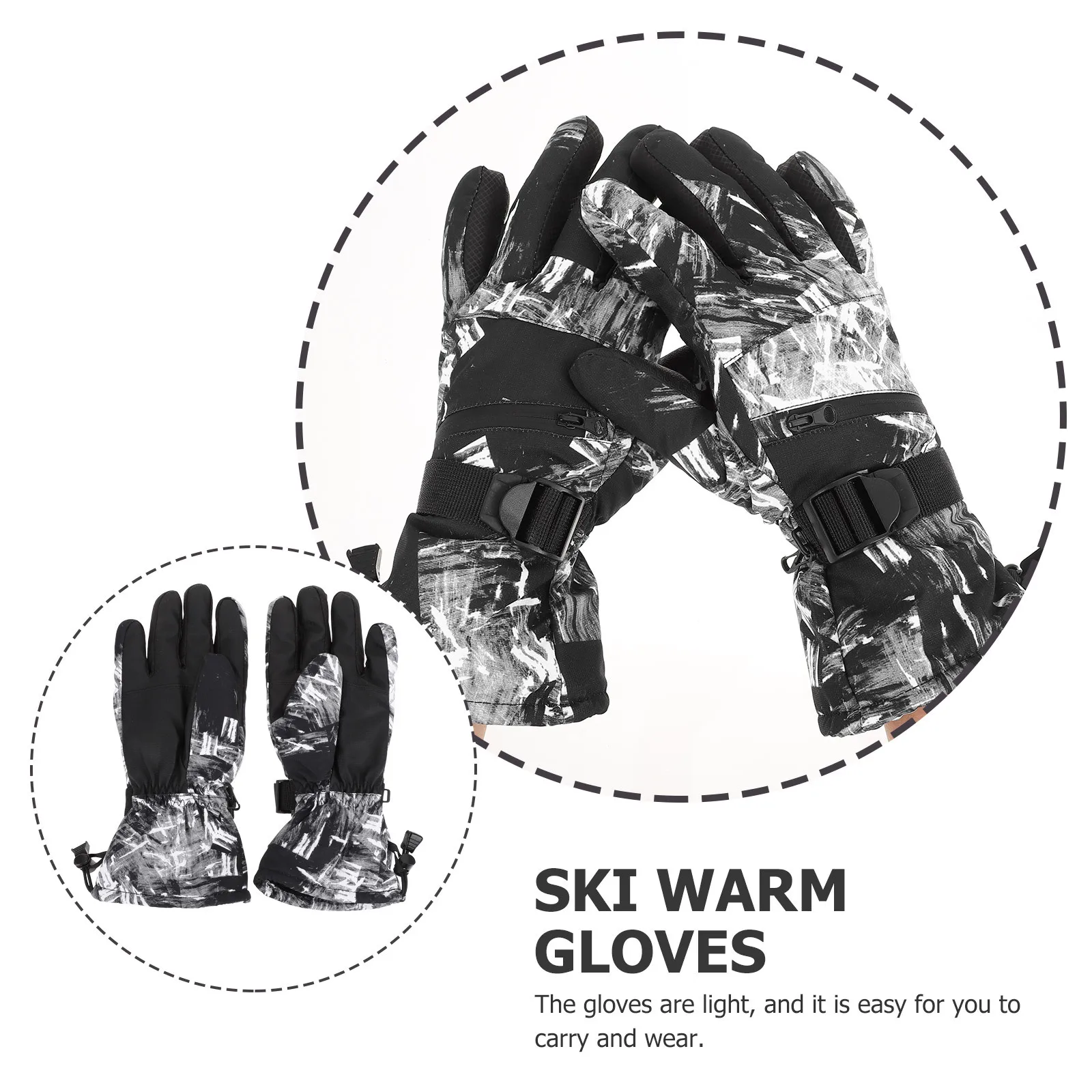 

1Pair Thickened Thermal Gloves Waterproof Windproof Touchscreen Full Finger Adjustable Cuff for Cycling Skiing Camping Outdoor