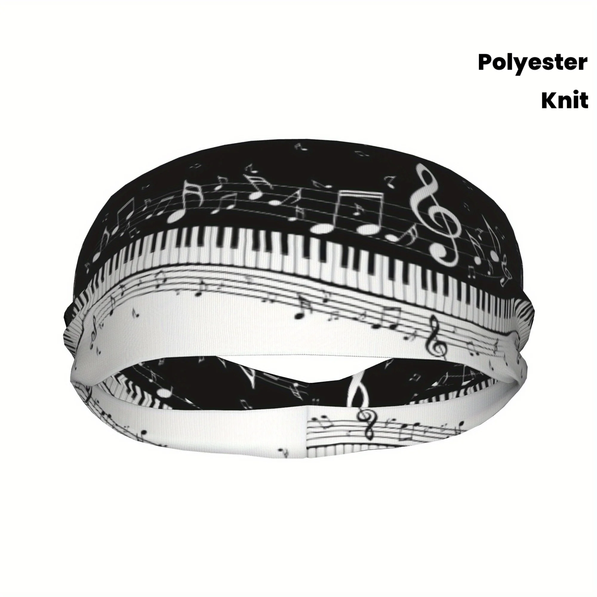 

Спортивная повязка на голову для музыкальной клавиатуры, черно-белая, с геометрическим узором, из полиэстера, вязаная, можно стирать вручную, идеально подходит для фитнеса и спорта.