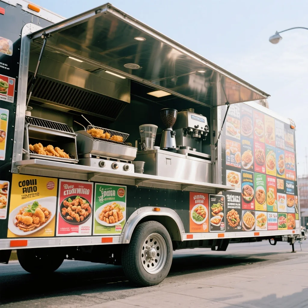 

Food Truck Fast Delivery Mobile Food Trailer with Griddle Fryer Freezer Portable Commercial Kitchen
