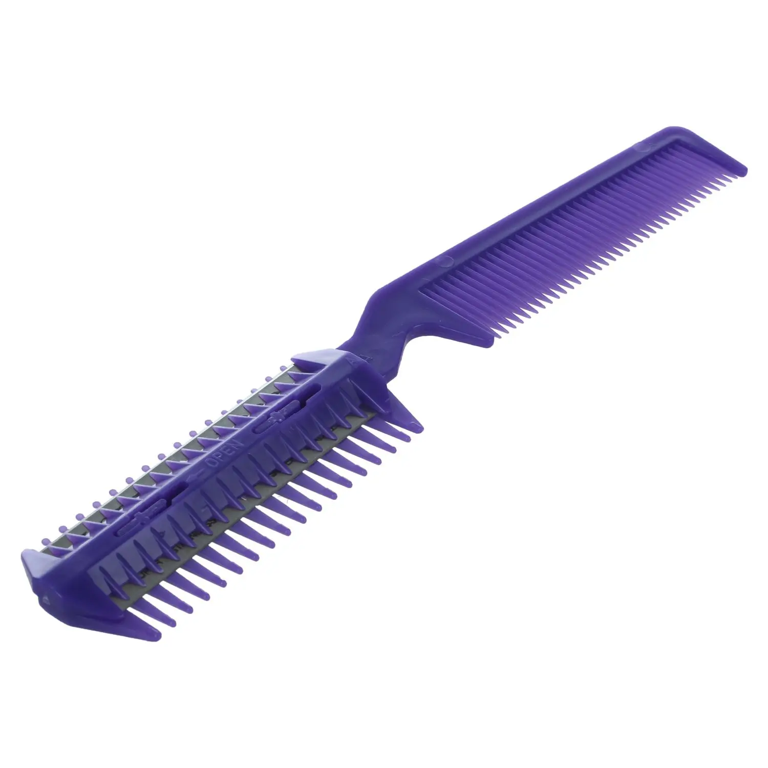 Metal Blade Razor Plastic Hair Comb Cutter Trimmer Purple