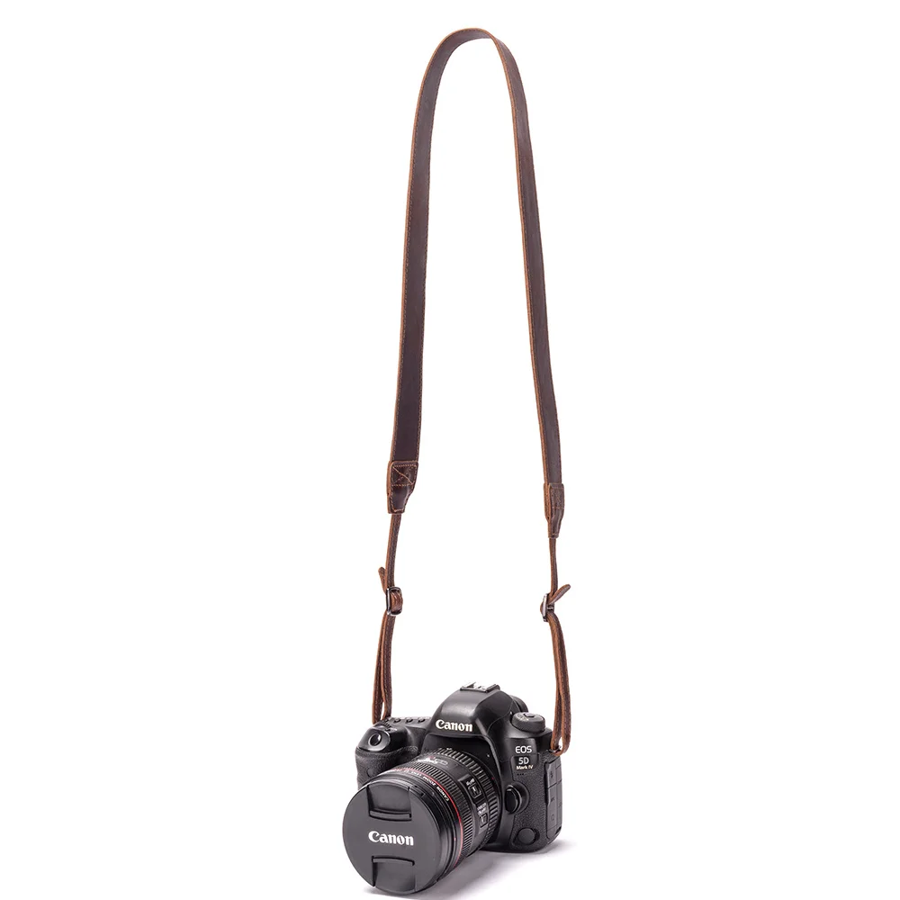 Coffee Genuine Leather Shoulder Strap Rope Adjustable Length 85-131CM Vintage Neck Slim Belt Camera Strap Shoulder Bags