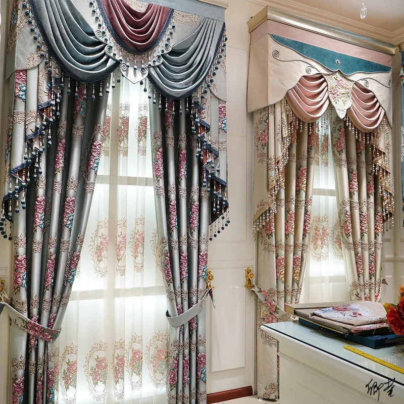 

New Embossed Embroidered Curtain Luxury Three-dimensional Villa Living Room Bedroom Atmospheric Curtain