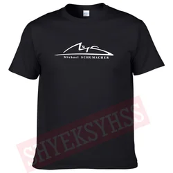 Men's Summer T-shirt Schumacher Signature Print Racing Dress Tshirt Driver Fans Tops 100% Cotton Fashion Sports T Shirt