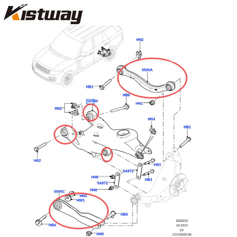 10PCS Rear Upper Lower Control Arm Bushing Kit For Land Rover Discovery 5 L462 Range Rover Sport L494 L405 LR037690 LR072652