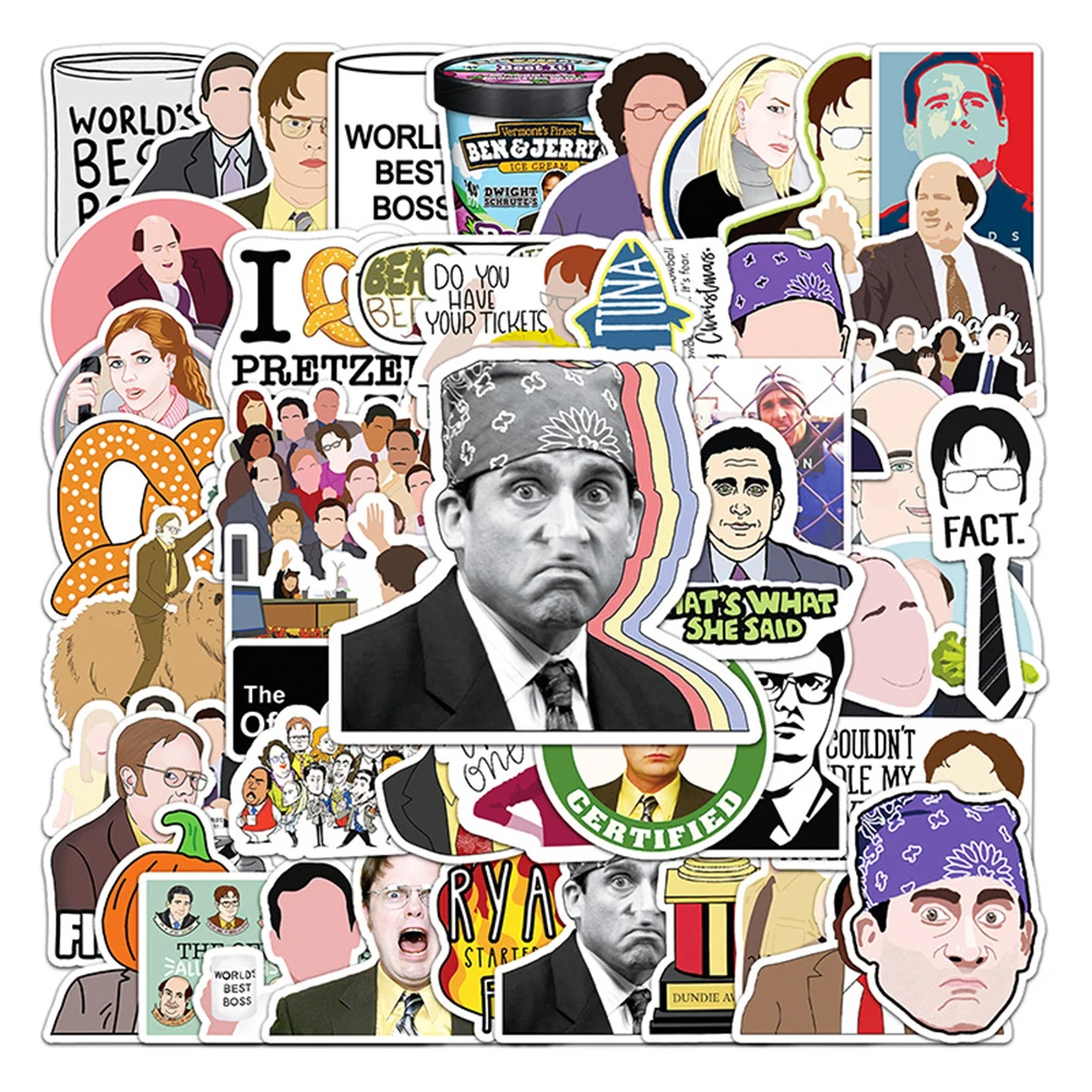 

10/30/50pcs Funny TV Series The Office Stickers Comedy Cartoon Decals Decoration DIY Phone Water Bottle Notebook Sticker Packing