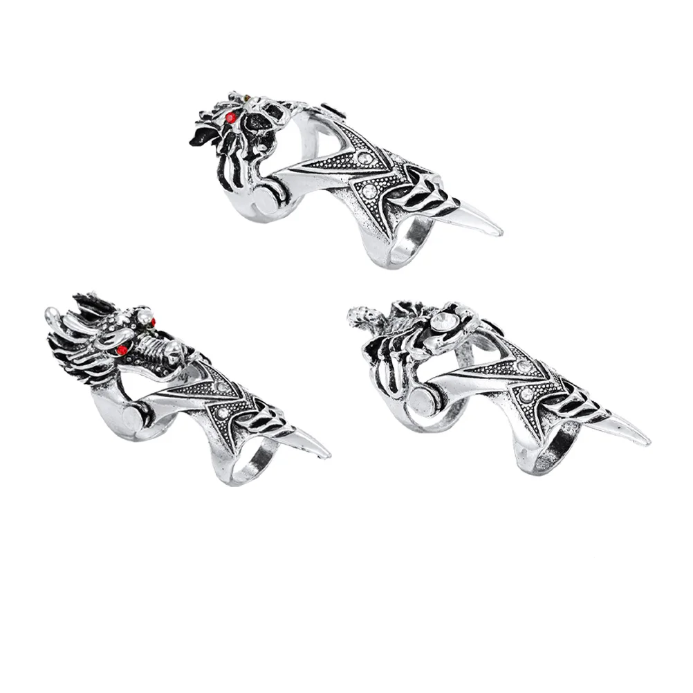 

3 Pcs Dragon Head Ring Fashion Accessory Punk Style Creative Hand Man Finger Jewelry Male