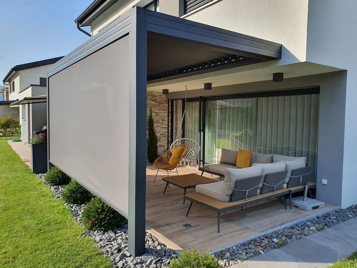 

Customized Modern Luxury Aluminum Summerhouses Outdoor Shade Pergolas Louvered Gazebos with Bright Light Pergola for Garden