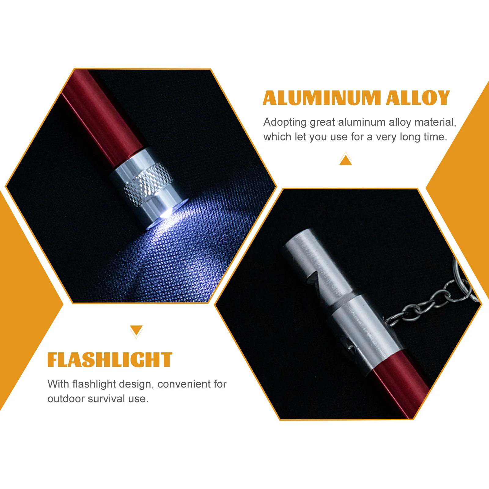 

2Pcs Compass Whistle High Grade Material Durable Loud Crisp Tones Flashlight Keychain Outdoor Survival Hiking Emergency