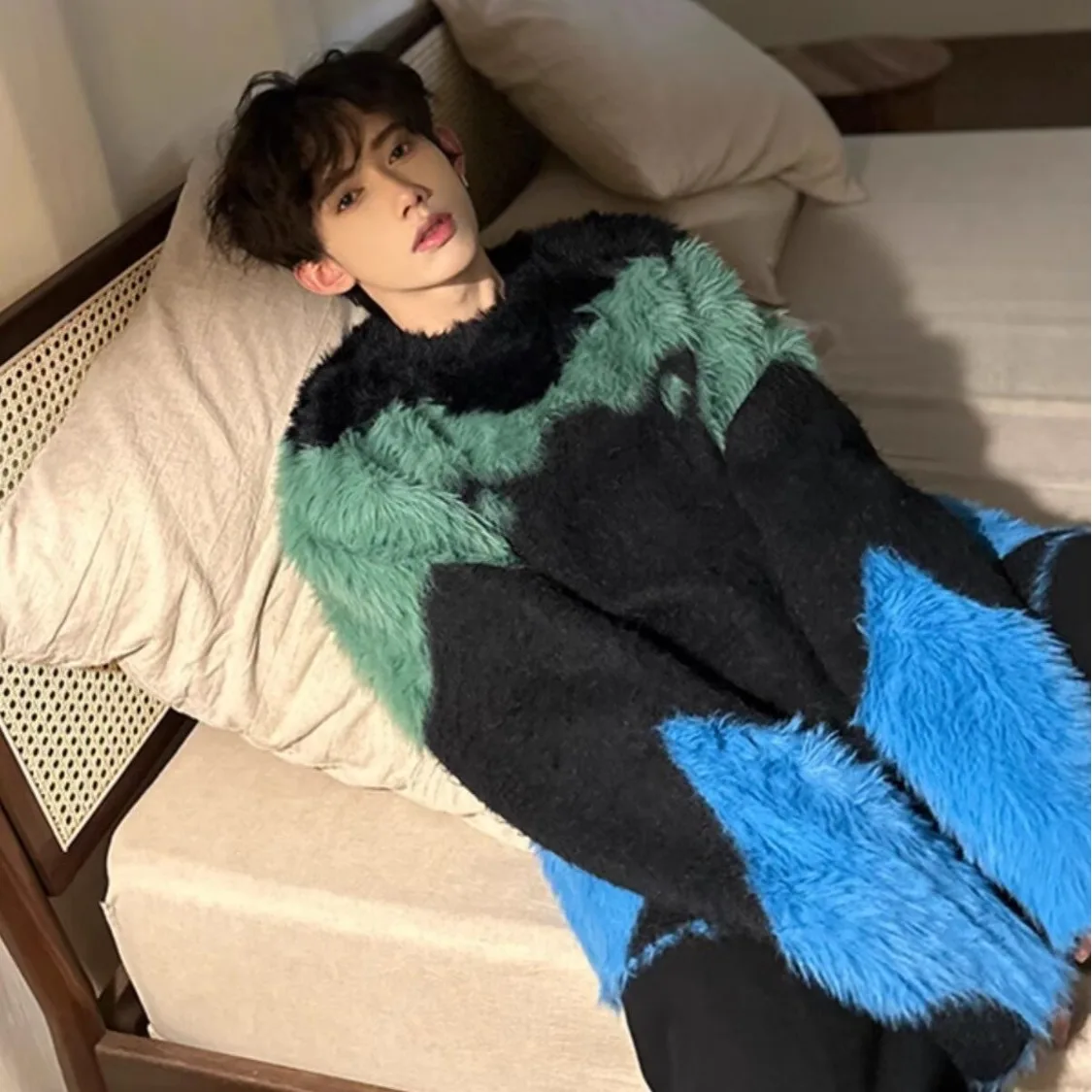 Sweater Rajut Hangat dan Modis untuk Pria, Kasual, Lembut, Nyaman, Pakaian Musim Dingin, Potongan Lurus, Serat Poliester