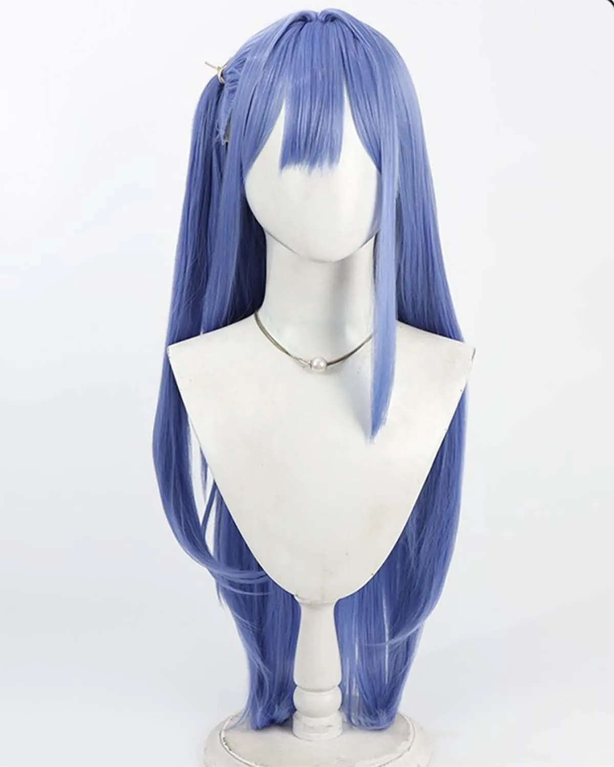 Parrucca sintetica blu lunga per cosplay di Game Arcana