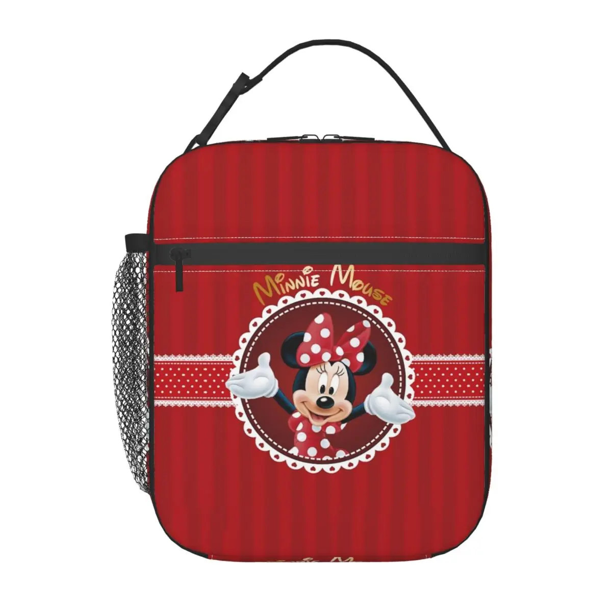 

Custom Minnie Mouse Polkadot Anime Insulated Lunch Bag Thermal Cooler Food Lunch Box Outdoor Camping Travel Resuable Tote Bags