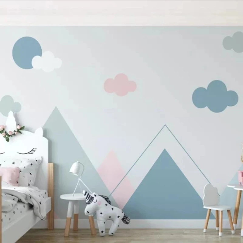 Customized Wallpaper Modern Nordic Cloud 3D Cartoon Mural children's room Living room sofa TV background wall bedroom restaurant