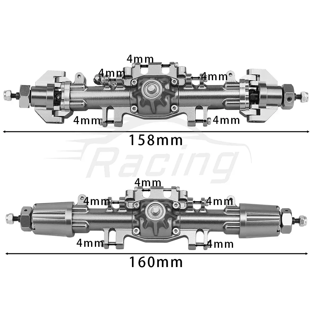 Przednia i tylna oś ze stopu aluminium ze stalowymi zębatkami do RC 1/18 Losi Mini LMT Monster Truck DIY Toys Car 1:18 Metalowa część modernizacyjna