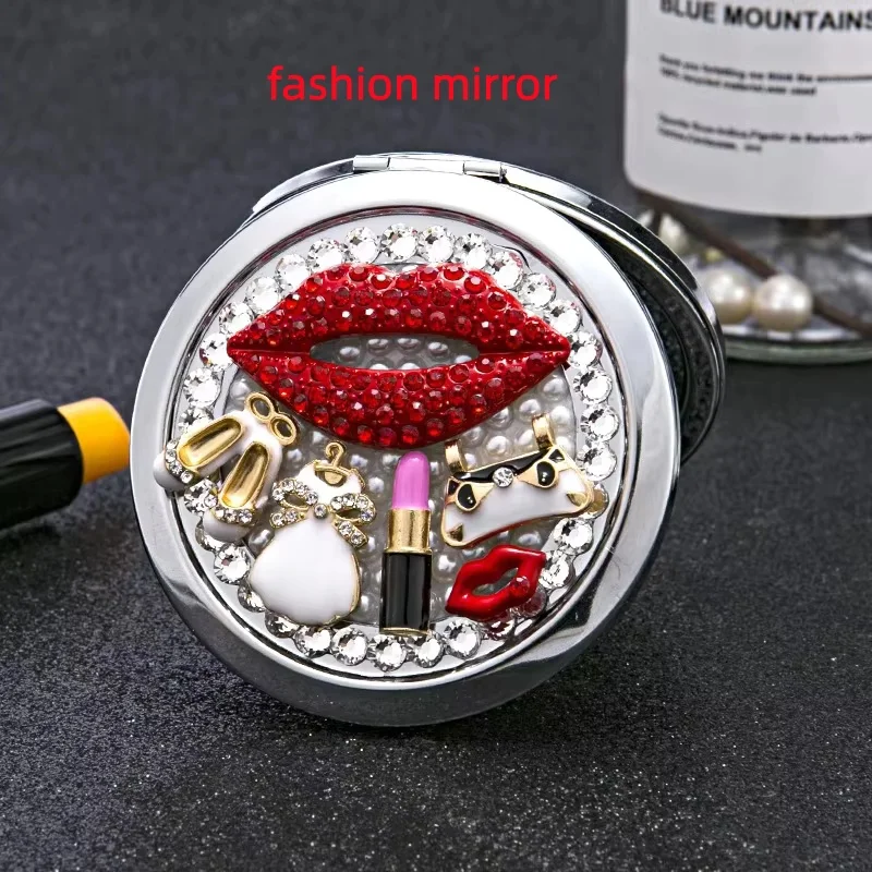 Portable LED Light Makeup Mirror Vanity Lights Compact Make Up Pocket Mirrors Vanity Cosmetic Hand Folding Led Mirror Lamp Gift