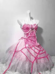 Zomer Vrouwen Zoete Lolita Strapless Spinneweb Roze Kanten Cake Rok Fee Ballet Gothic Y 2K Slanke Baljurk Rok