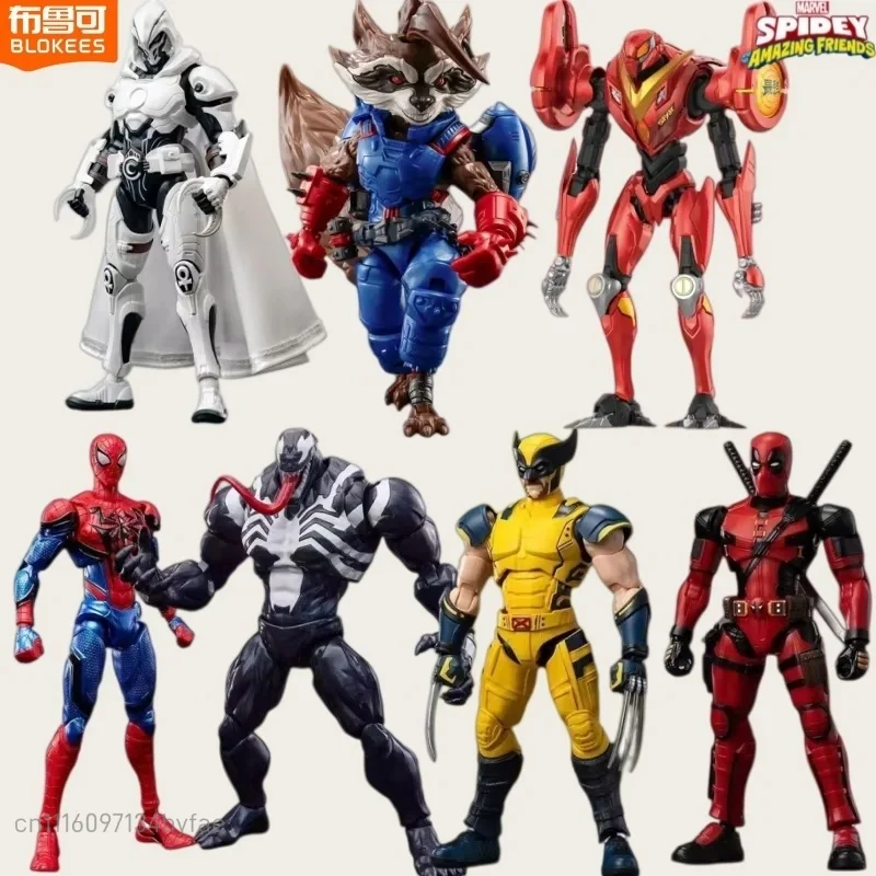 BLOKEES Marvel Avengers Brick Figures Beyond Edition Rocket Raccoon Deadpool Moon Knight Peni Parker Model Set Collectible Gift