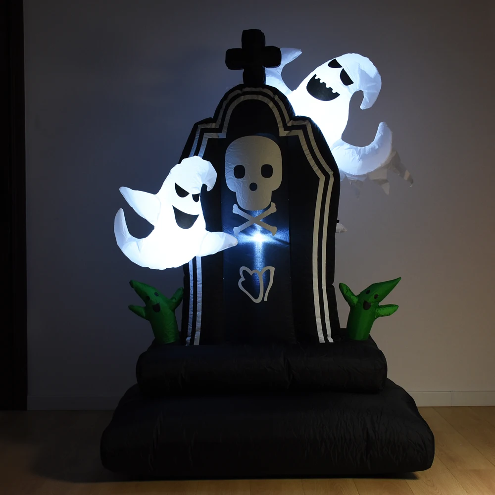 

Black Halloween Inflatable Model Pumpkin Skull Tombstone LED Light Party Props Courtyard Terror Atmosphere Decoration Ornaments