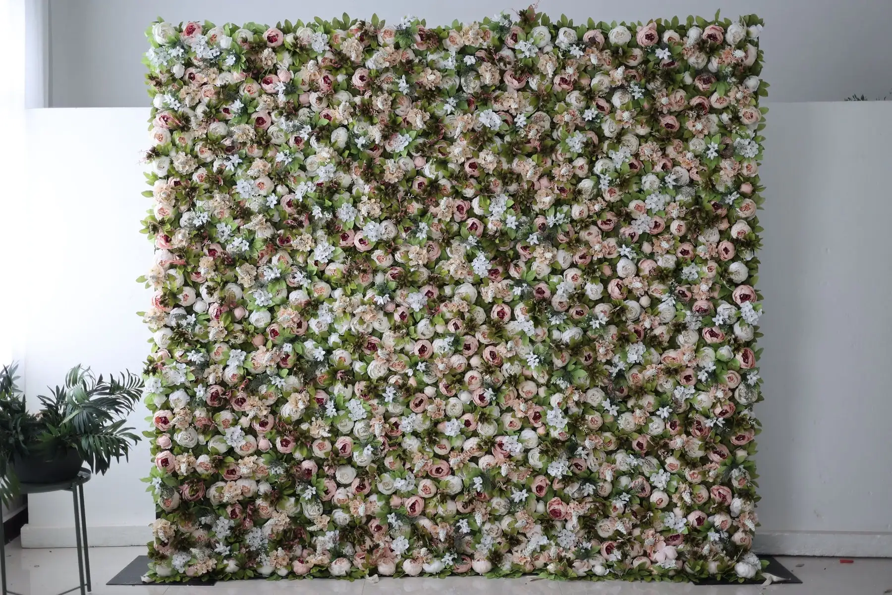 

3D Deluxe edition pink white rose Green leaf series Flower Wall Floral Arrangement Wedding Backdrop Decor Event Prop Window